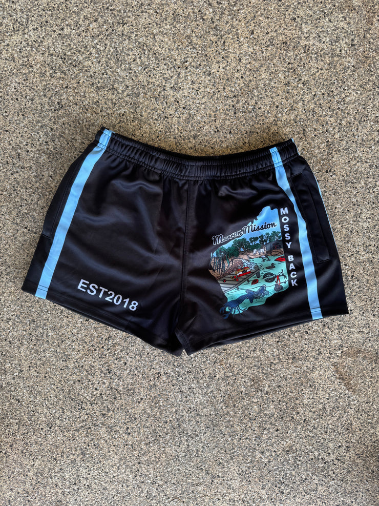 Mossy Back Footy/Rugby shorts with Zip Pockets