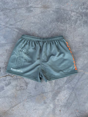Footy/Rugby Shorts with Zip Pockets - Green & Orange