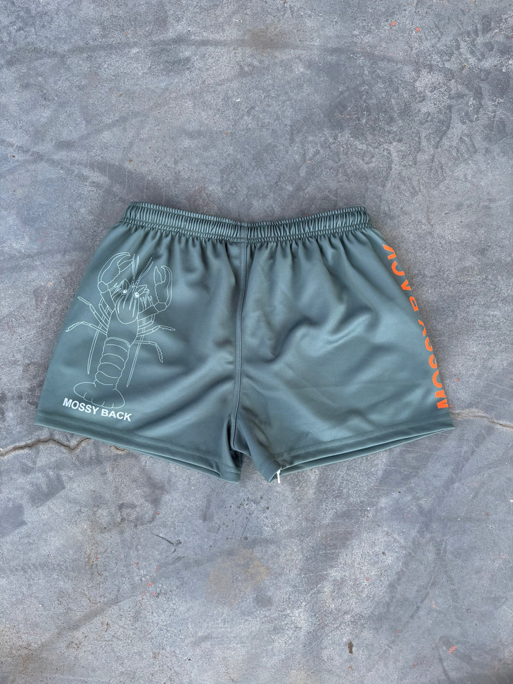 Footy/Rugby Shorts with Zip Pockets - Green & Orange