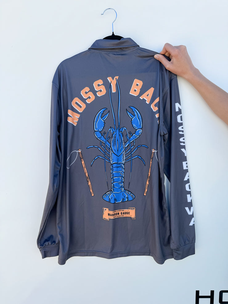 Mossy Measure on back fishing shirt - Grey
