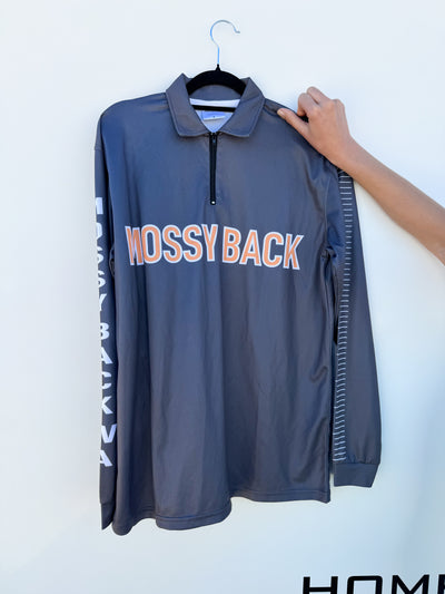Mossy Measure on back fishing shirt - Grey