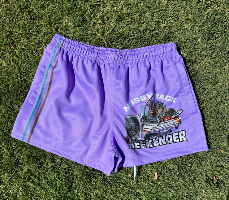 Mossy Back Footy/Rugby Shorts with Zip pockets