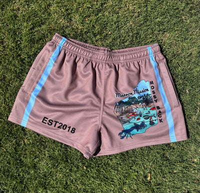 Mossy Back Footy/Rugby Shorts with Zip pockets